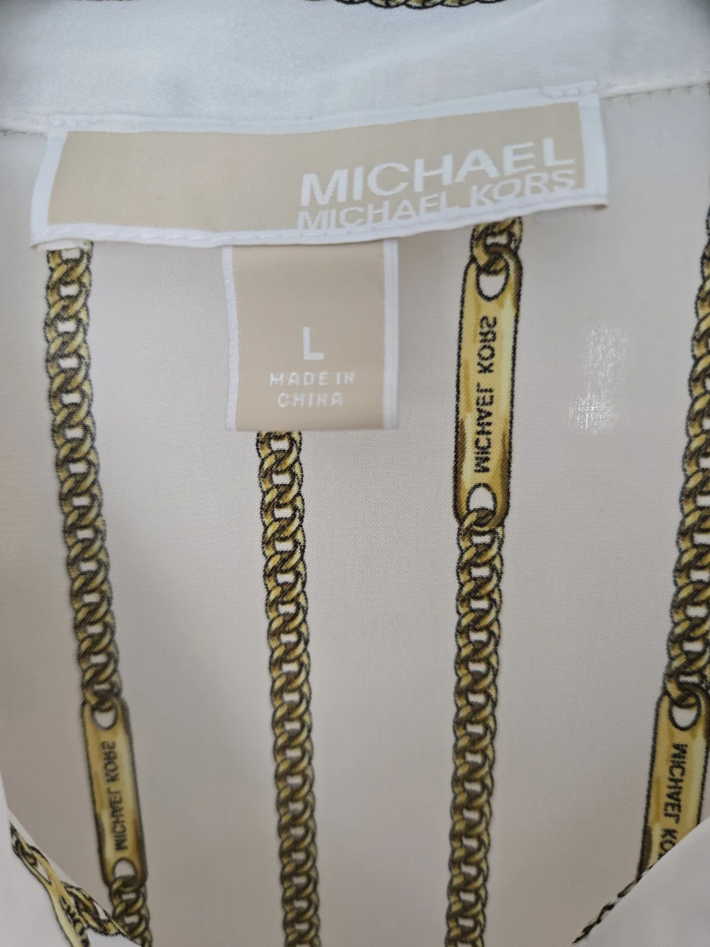 2-Michael Kors Button-Down Shirt Pair in White and Rust Orange - Picture 3 of 11